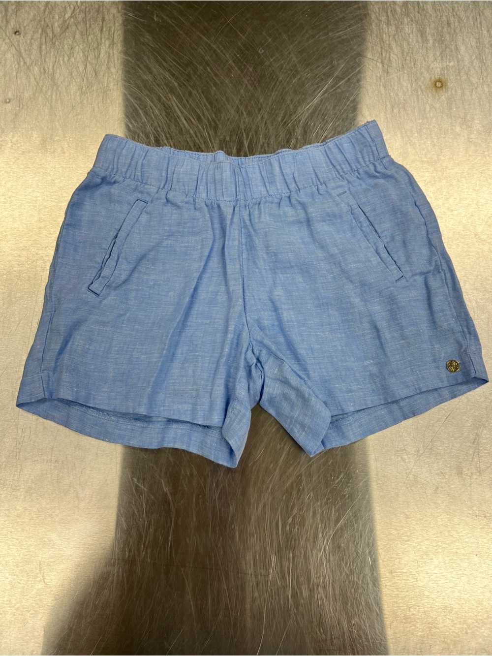 Lily Pulitzer Women’s 100% Linen Light Blue Elastic-Waist Shorts